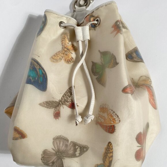 Vintage 90s Nordstrom BUTTERFLY Mesh & Leather Backpack, made in Italy - Picture 5 of 15